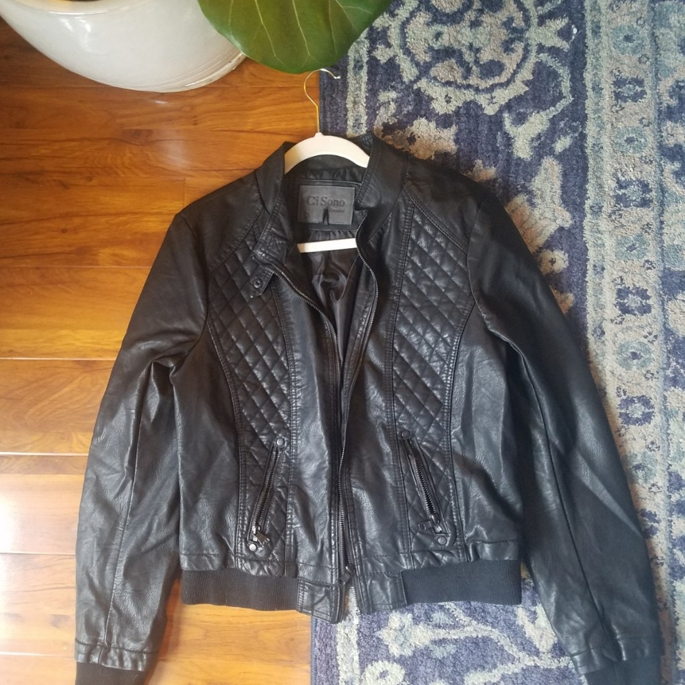 Faux Leather Black Zip Jacket